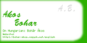 akos bohar business card